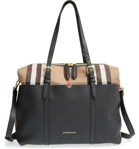 burberry leather trim diaper bag|diaper tote Burberry diaper bag.